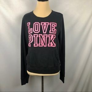 PINK Victoria Secret Black crew neck sz med